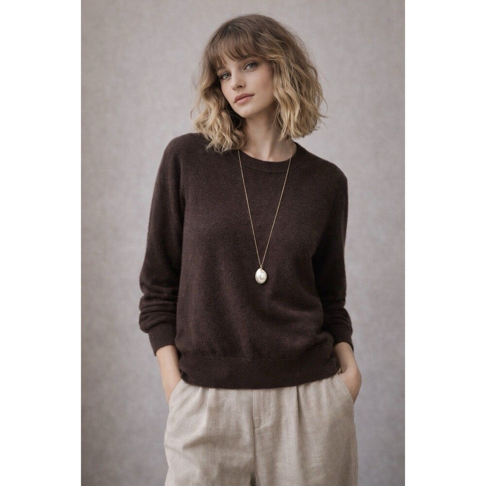 Christian Lacroix Merino Wool Sweater Brown Crewneck Lightweight Size L
